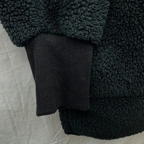 Fleece Open Front Hooded Fuzzy Cardigan w/ Pocket Women XL Black Utyful - Picture 2 of 7